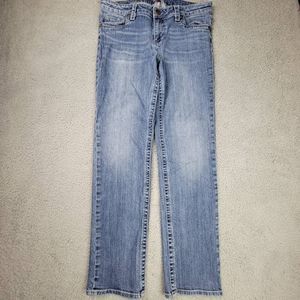 Kut From The Kloth Jeans Womens 12 Blue Straight Leg Whiskered Stretch Mid Rise